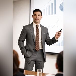 Hickey Freeman Men's Jacquard Design Silk Necktie